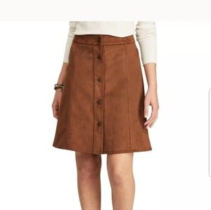 NWT chaps faux suede leather front button skirt